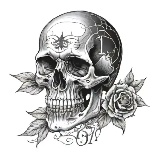 skull of a lost ww2 veteran with the numbers 1488 and 1611 add the numbers tattoo design idea