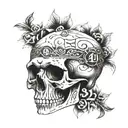 skull of a lost ww2 veteran with the numbers 1488 and 1611  tattoo design idea