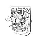 mulan's fan scratched by a knife tattoo design idea