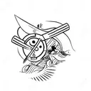 mulan's fan scratched by a knife tattoo design idea