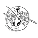 mulan's fan scratched by a knife tattoo design idea