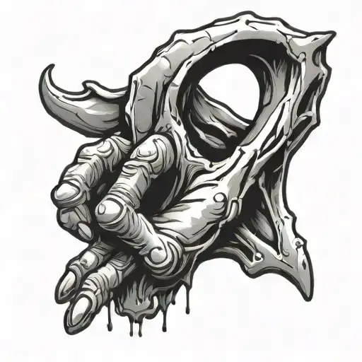 horn metal hand sign zombie black and white tattoo design idea