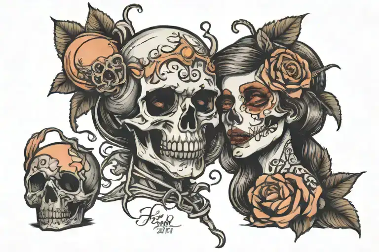 love is the death of peach of mind tattoo design idea