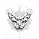 A man with a strong but tired appearance in the shape of the letter s tattoo design idea