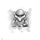 A man with a strong but tired appearance in the shape of the letter s tattoo design idea