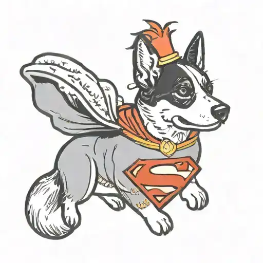 Black superman corgi tattoo design idea