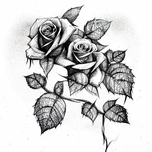 Sketch "Rose Vine" Tattoo Idea - BlackInk AI