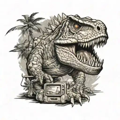 Dinosaur using Computer tattoo design idea