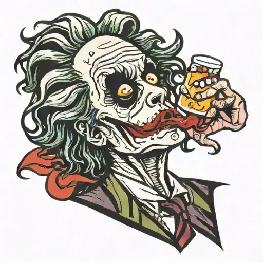 beetlejuice as a blood gangsta    tattoo design idea