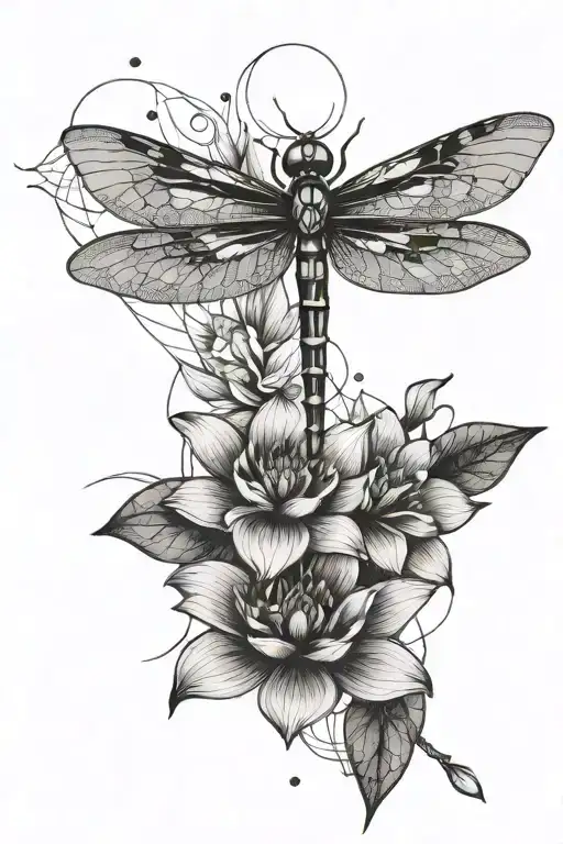 dragonfly lotus flower sleeve design tattoo design idea