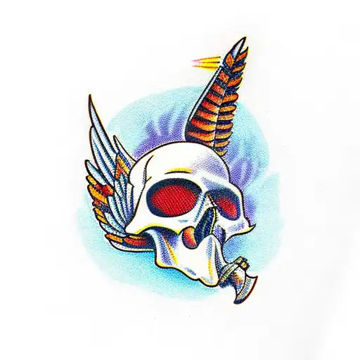 falcon and skull  tattoo design idea