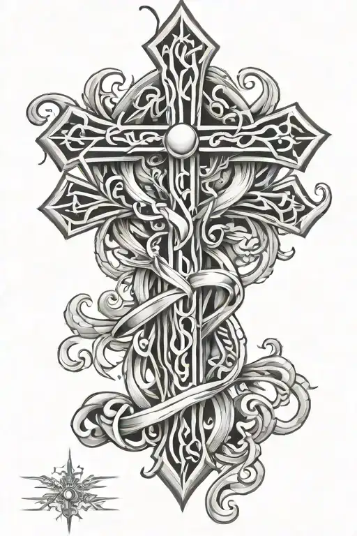 cancer survivor cross intertwined tattoo design idea