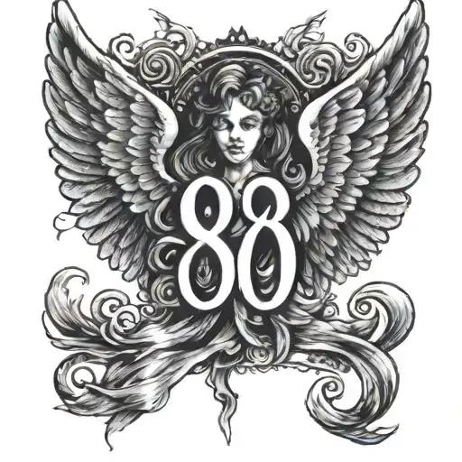 888 angel number tattoo design idea