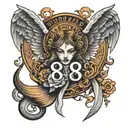 888 angel number tattoo design idea