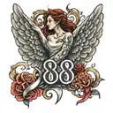 888 angel number tattoo design idea