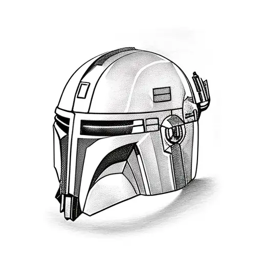 Cracked Mandalorian helmet tattoo design idea