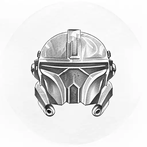 Cracked Mandalorian helmet tattoo design idea