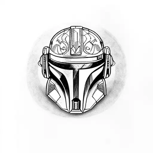 Helmet mandalorian with skull tattoo design idea