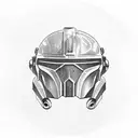 Cracked Mandalorian helmet tattoo design idea