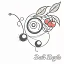 8 ball, cherries and an angel's kiss  tattoo design idea