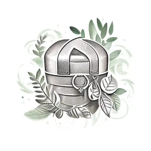 treasure chest and laurel wreath tattoo design idea