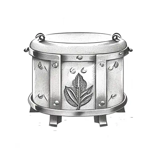 treasure chest and laurel wreath tattoo design idea