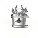 treasure chest and laurel wreath tattoo design idea