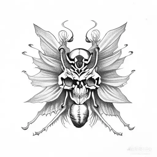 death moth with a skull for a head and red shading  tattoo design idea