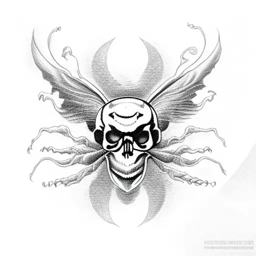 death moth with a skull for a head and red shading  tattoo design idea