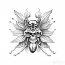 death moth with a skull for a head and red shading  tattoo design idea