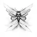 death moth with a skull for a head and red shading  tattoo design idea