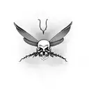 death moth with a skull for a head and red shading  tattoo design idea
