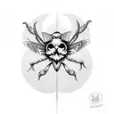 death moth with a skull for a head and red shading  tattoo design idea