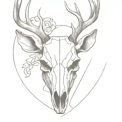 white tailed deer skull tattoo design idea