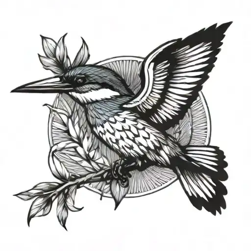 kingfisher flying away tattoo design idea