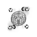 Create a tattoo of a soccer field with casino chips scattered around tattoo design idea