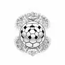 Create a tattoo of a soccer field with casino chips scattered around tattoo design idea