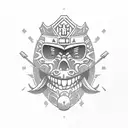 Incorporate a Hawaiian tiki mask with a construction tool to represent your occupation and favorite place tattoo design idea