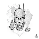 Incorporate a Hawaiian tiki mask with a construction tool to represent your occupation and favorite place tattoo design idea