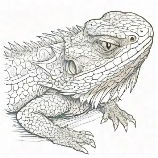 bearded dragon face looks like frog tattoo design idea