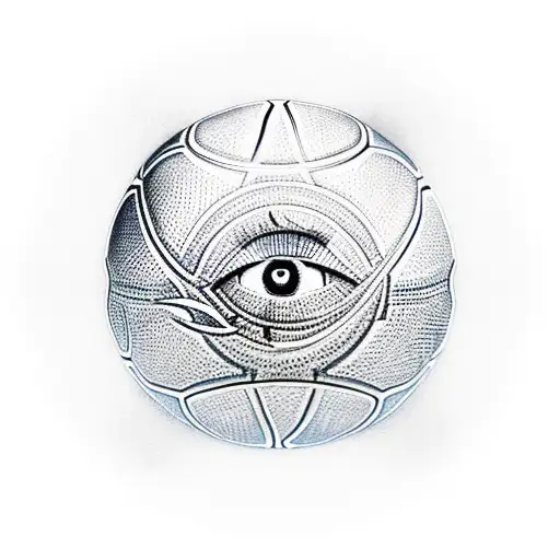 All Seeing Eye with basketball player in stadium  tattoo design idea