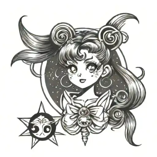 sailor moon kawaii tattoo design idea