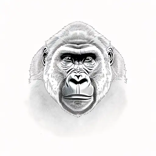 Gorilla face, divided by a line. Half is roaring, other half smily tattoo design idea