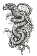the snake coils around the crow tattoo design idea