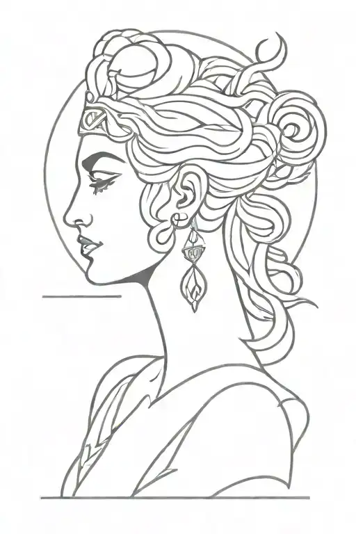 greek goddess nike made minimalisticly tattoo design idea