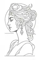 greek goddess nike made minimalisticly tattoo design idea