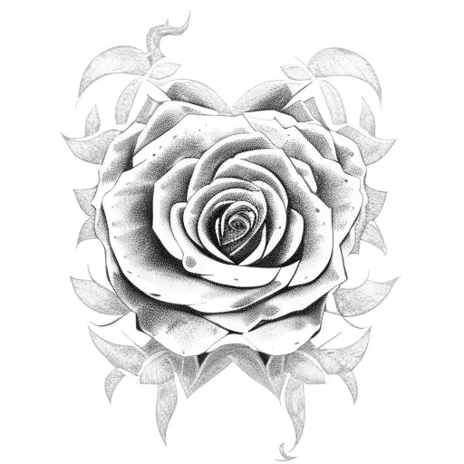 roses, vines and tribal tattoo design idea