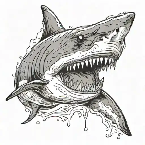 a shark with a milk mustache, drinking milk  tattoo design idea