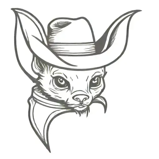 cute bat wearing cowboy hat tattoo design idea