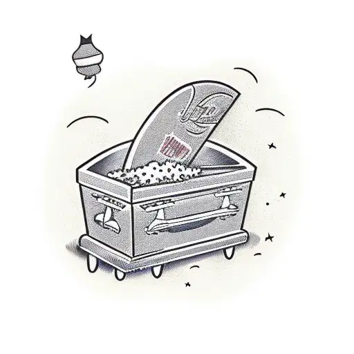 a coffin with the words 'and if you go i wanna go with you' written on it tattoo design idea